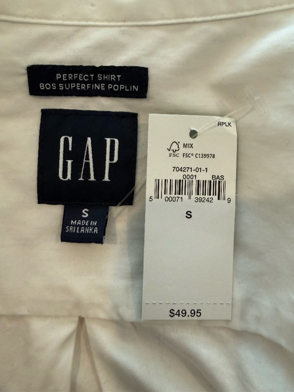 Gap Perfect Shirt 80s Superfine Poplin White Size S NWT - Picture 3 of 5